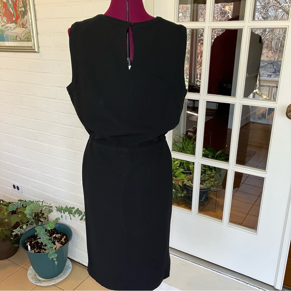 Talbots Wool Blend Sleeveless Sheath Dress | Tie Waist | Black | Lined XL 12/14 - Picture 7 of 11